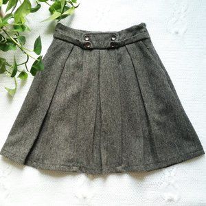 SALE Gray wool blend pleated skirt, modest, sz S